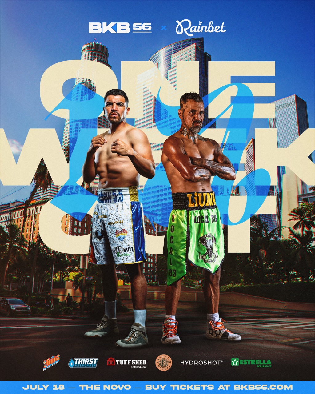 BKB 56 × Rainbet — One Week Out fight poster